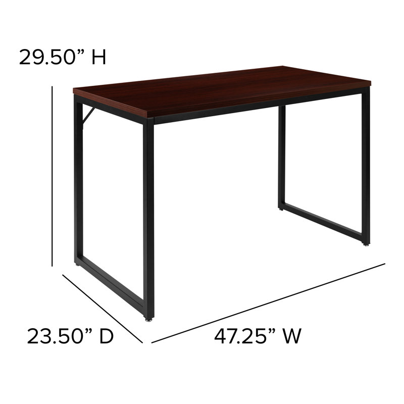 Antawan Commercial Grade Office Computer Desk and Home Office Desk, Mahogany/Black, 29.5" H x 47.25" W x 23.5" D