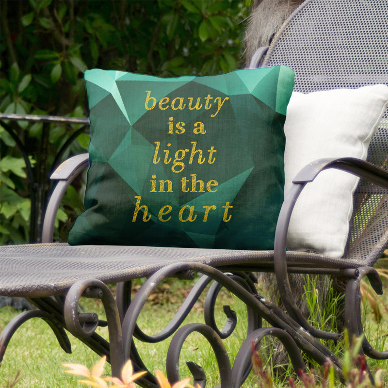 Outdoor Reversible Throw Pillow, 20" x 20", Emerald/Gold
