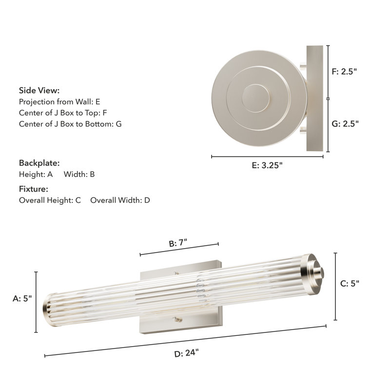 2 - Light Dimmable Vanity Light, Brushed Nickel