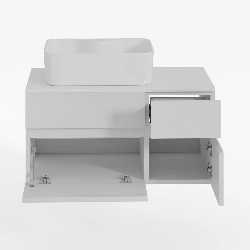 Meuble-lavabo flottant mural blanc 31,5 po Yovani, Blanc