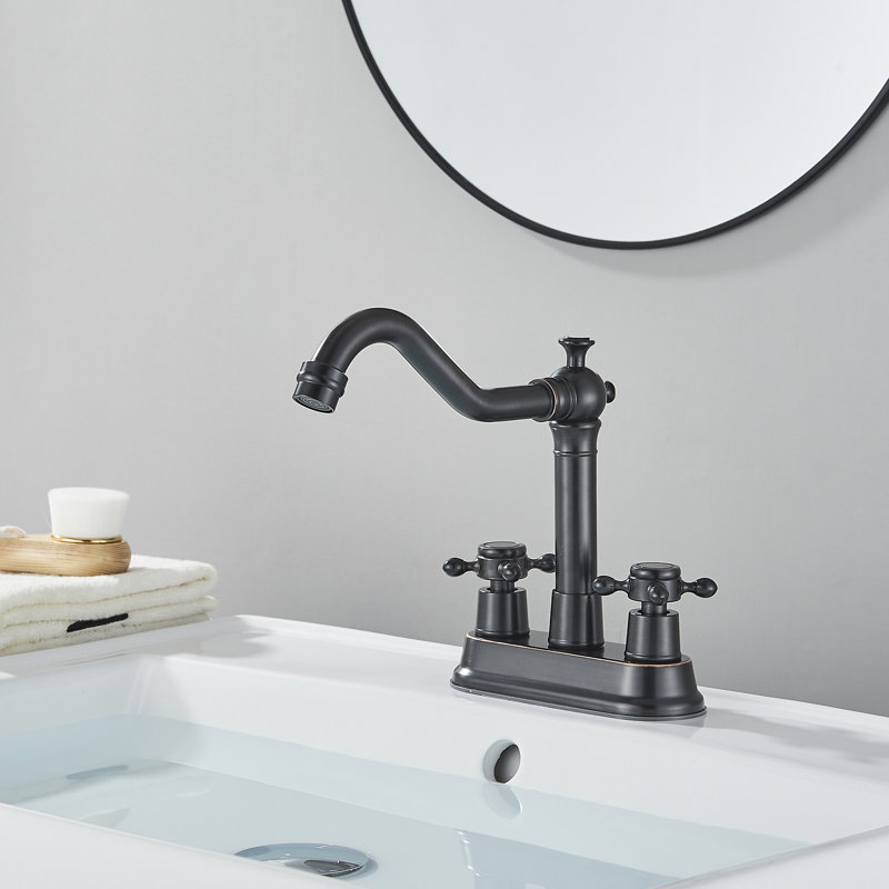 2-handle Bathroom Faucet, Oil Rubber Bronze