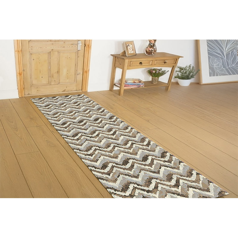 Tapis de zone ivoire/beige Perrinton, Tapis de couloir 2 pi 2 po x 7 pi 1 po