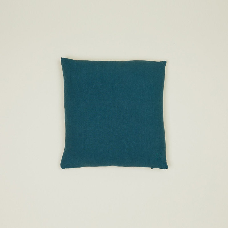 Peacock Blue Linen Square Throw Pillow 18x18