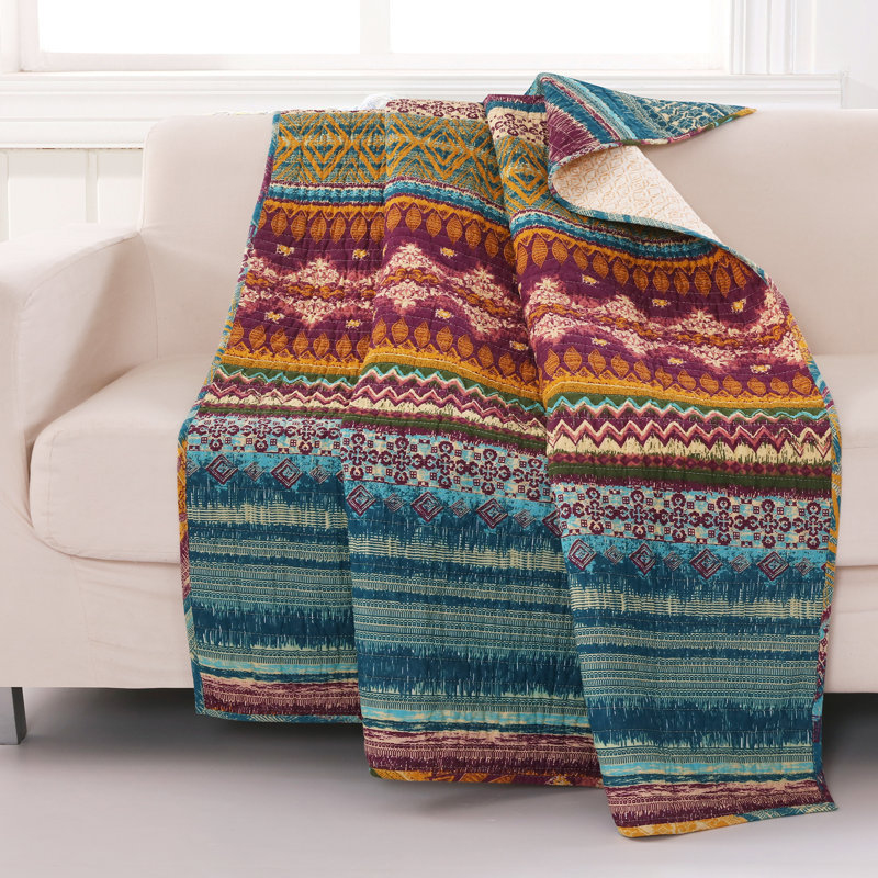Jeté Southland Greenland Home Fashions - couverture matelassée en coton à motif Southwestern 50 po x 60 po, Siesta