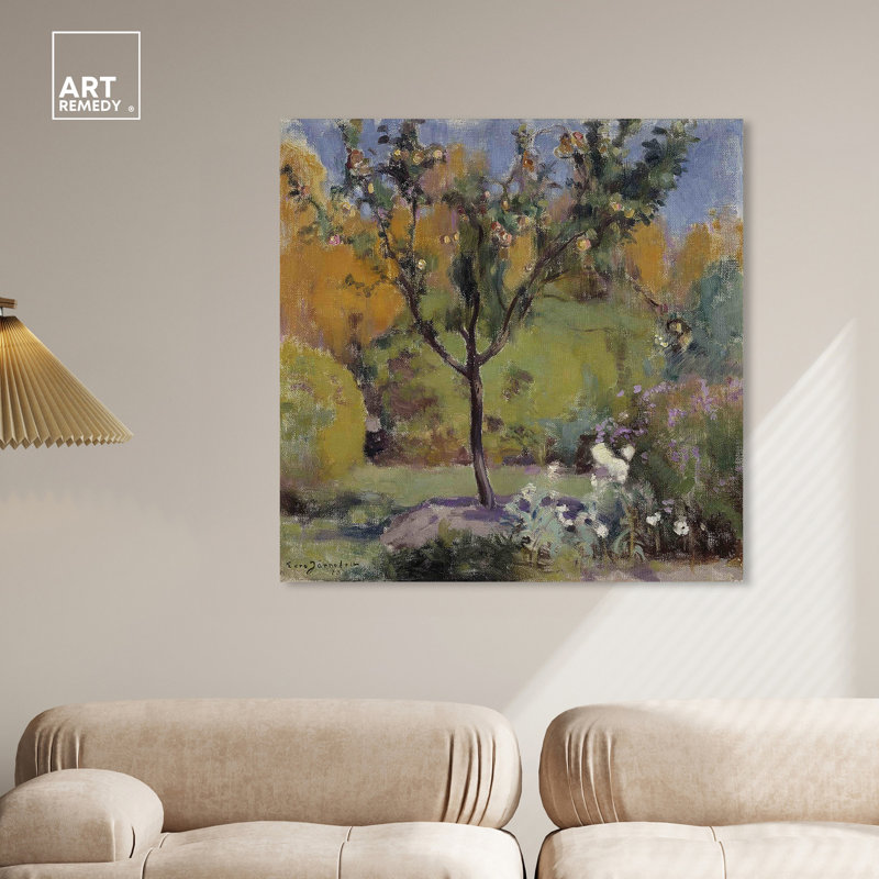 Apple Tree Vintage Coastal Landscape Canvas Wall Art, 16" x 16"