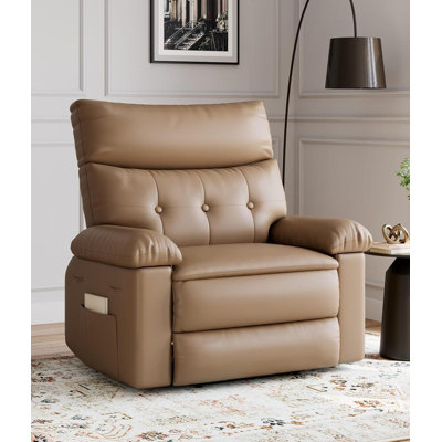 Oversized Manual Recliner Chair - Extra Wide PU Leather Lounge Chair with 1.5X Sponge Padding for Maximum Comfort by Latitude Run