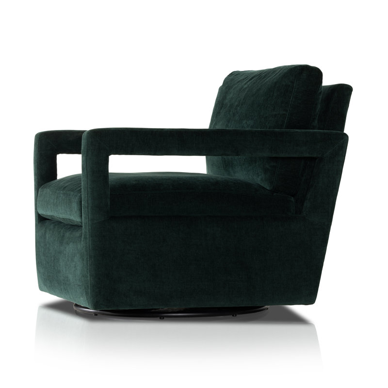 Olson Swivel Armchair, Emerald Worn Velvet