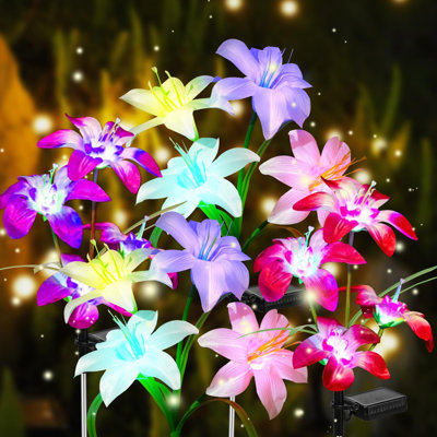 Solar Garden Lights,Solar Lights Outdoor With Enlarged Lily Flowers