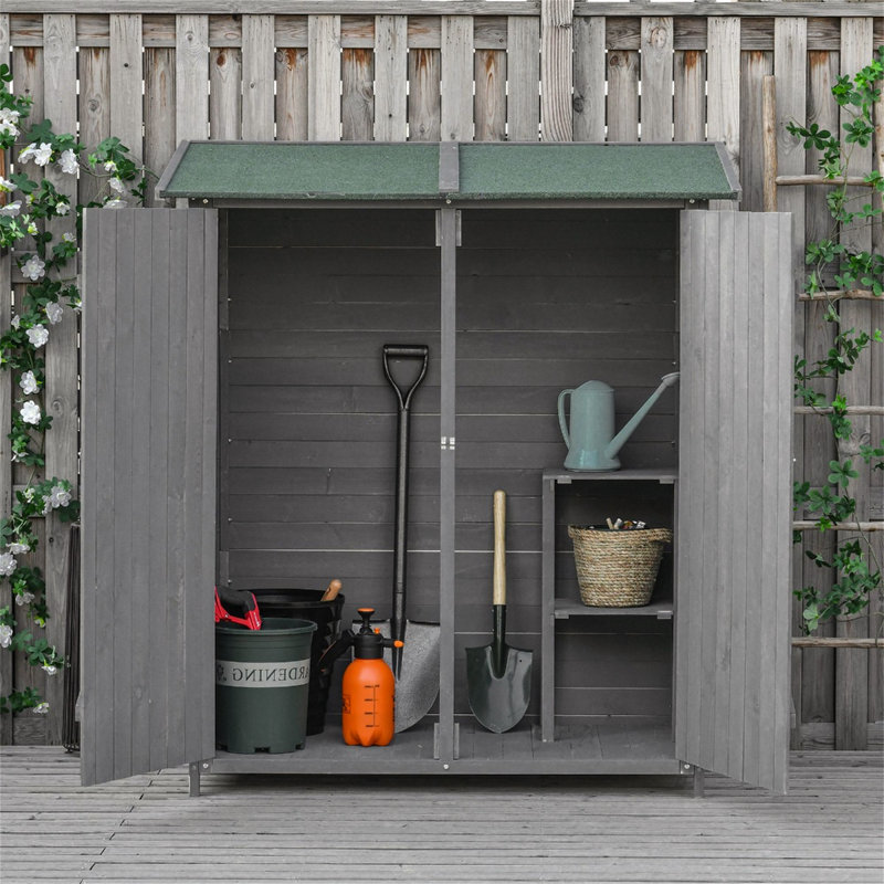 Bouzoun 5 ft. W x 2 ft. D Solid Wood Pent Tool Shed