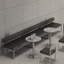 Restaurant Coffee Shop Bar Stainless Steel Bench Faux Leather Upholstered Bench