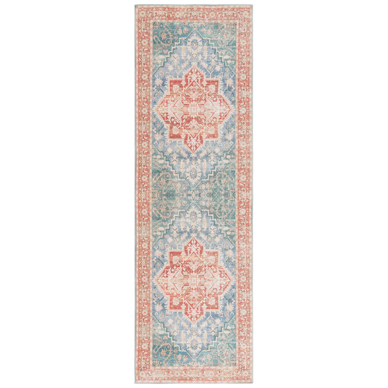 Tapis Arizona 137 bleu vert / rouille, Tapis de couloir 2 pi 6 po x 8 pi
