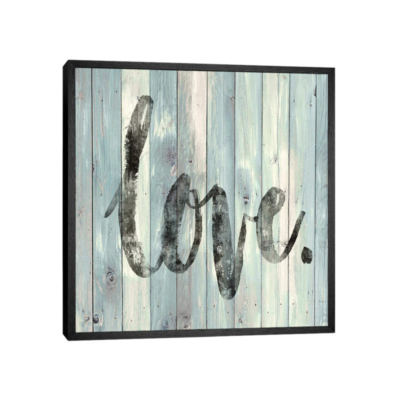 Love. On Wood by Jamie MacDowell - Single Picture Frame Print on Canvas, 66.04 cm H x 66.04 cm W, Black Framed
