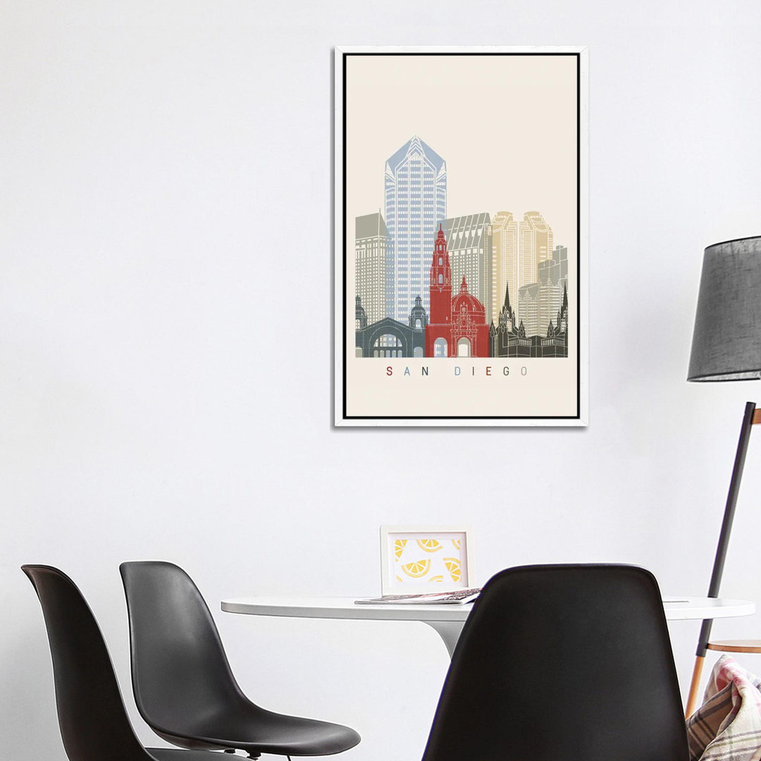 San Diego Skyline Poster von Paul Rommer - Galerie-verpackte Leinwand Giclée auf Leinwand