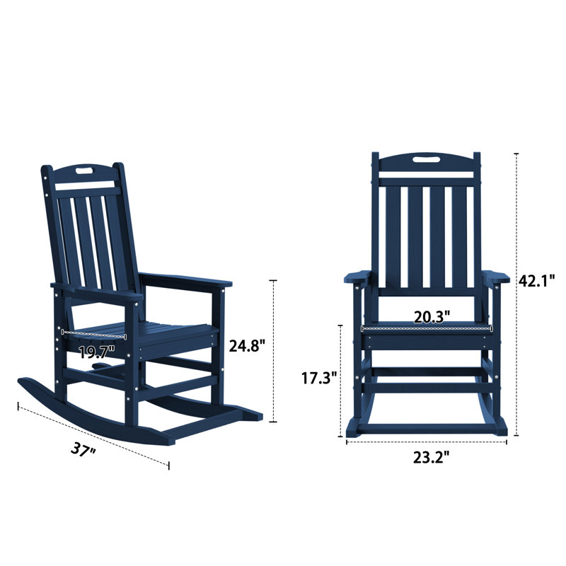 Ensemble de 2 chaises berçantes d'extérieur Hdpe, Marine