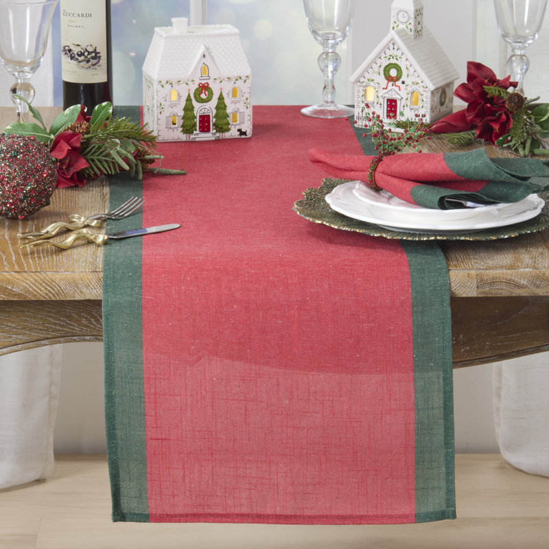 Bordered Linen Blend Table Runner - Decorative Table Runner for Dining Tables, Everyday Entertaining, Kitchen Décor, and Layered Tablescapes