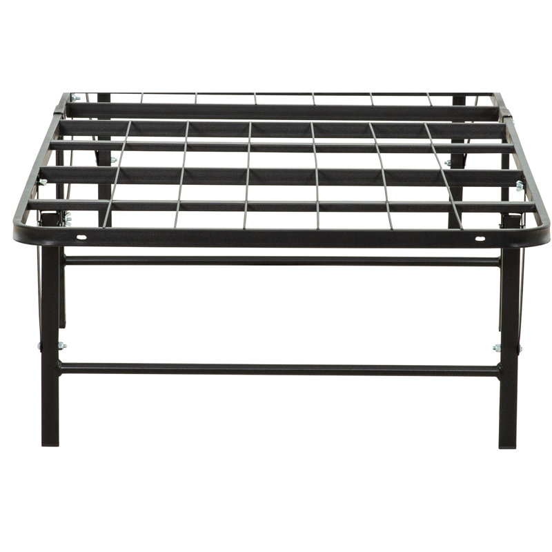 Base de lit en métal noir et lit plateforme polyvalent, avec amplement de rangement, Très grand simple