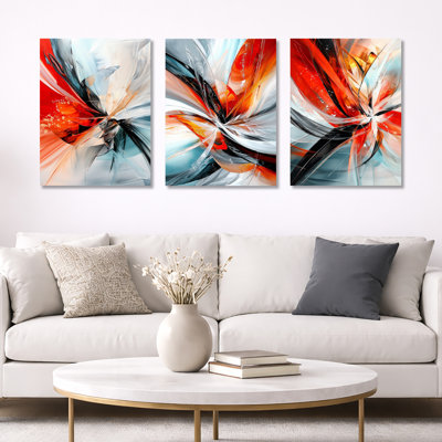 Starlight Bloom of Fractal Art – Abstract Fractal Framed 3 Piece Wall Art