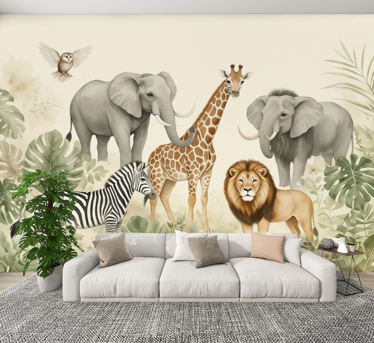 Red Barrel Studio Peel and Stick Wallpaper Safari Animals Tropical ...