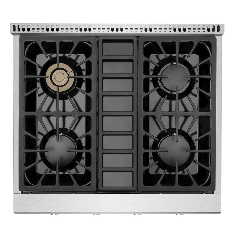 Empava 30 in. 4 Burners Slide-in Natural Gas Cooktop Range Top, in Stainless Steel, with LP Convertible, 18K BTU Power Burner