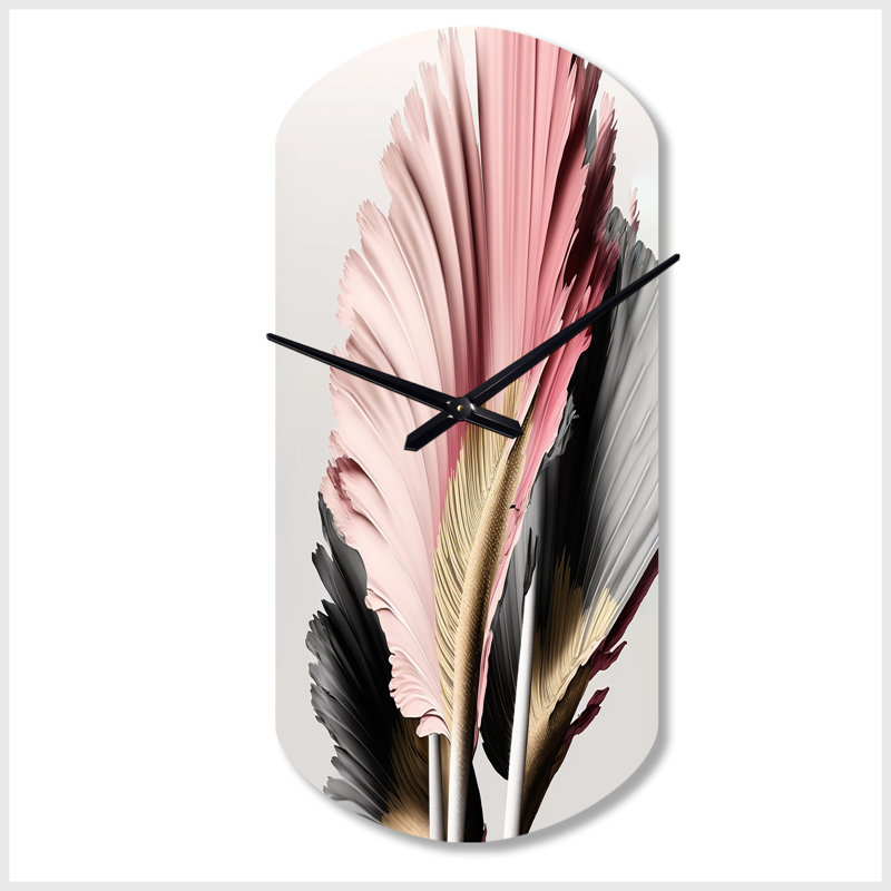 Horloge murale rose et grise Gerbera, Grand