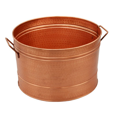 Baignoire décorative en métal martelé de 19 po avec finition en cuivre martelé de style benzo Benzara