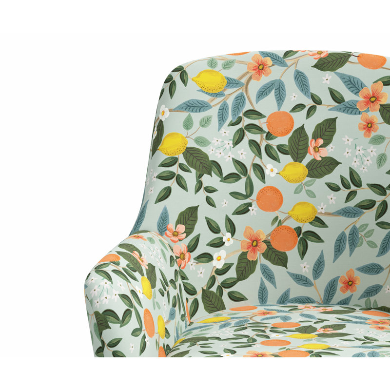 Chaise de bureau avec base Yvette, Lin menthe RPC Citrus Grove, Matte Black