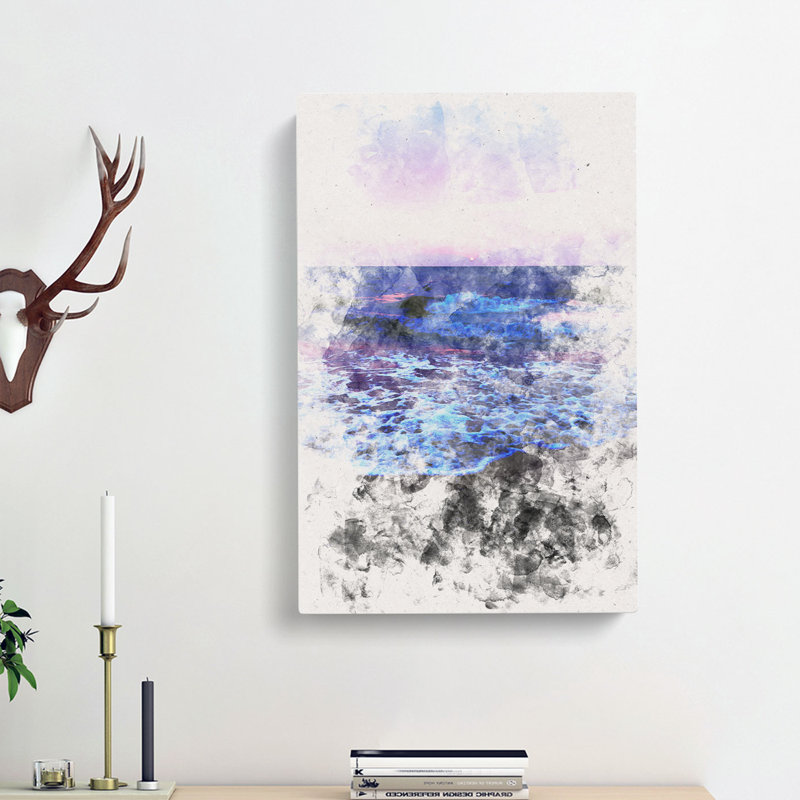 Pretty Beach Sunset - Wrapped Canvas Painting, 76cm H x 50cm W x 3cm D