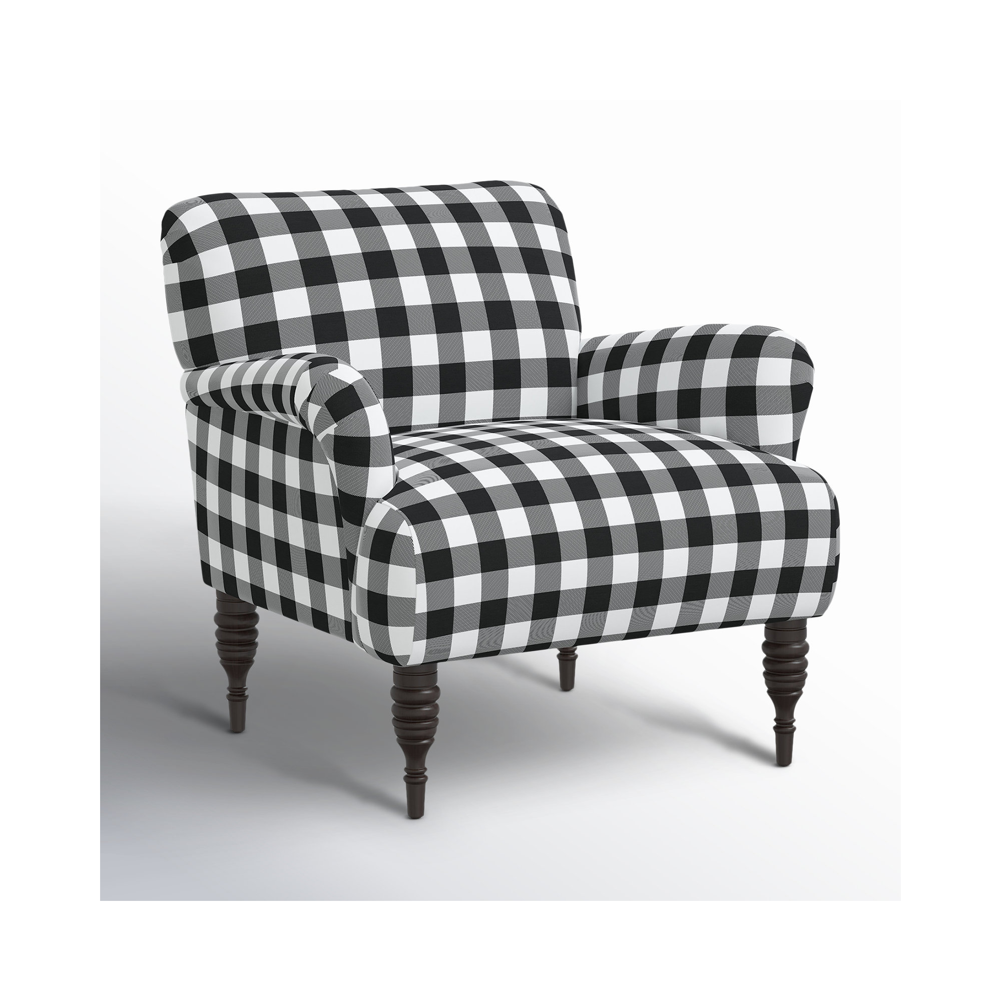 Allura Upholstered Armchair, Classic Gingham Black