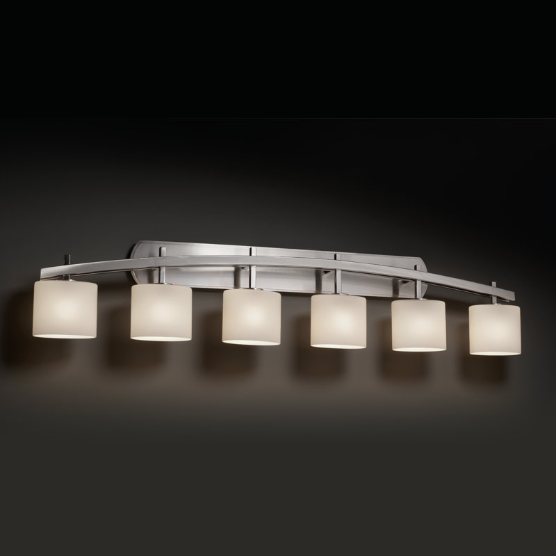 Casson 6 - Light Dimmable Vanity Light, Brushed Nickel, Opal