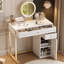 Meuble-lavabo 31,5 po avec miroir éclairé, coiffeuse de luxe avec 2 tiroirs et 1 armoire, 3 modes d'éclairage disponibles