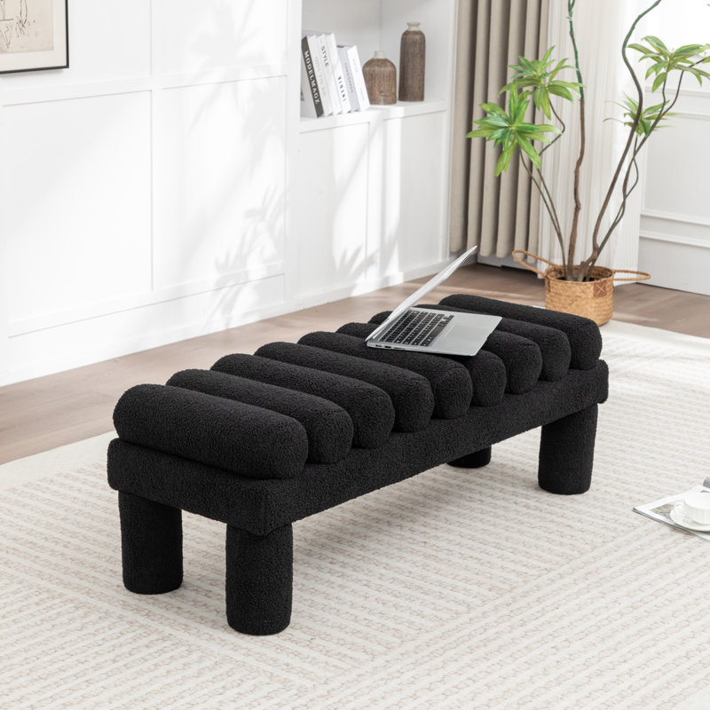 Modern Upholstered Bench, Black
