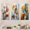 Ensemble de salon art mural orange et bleu Cubism