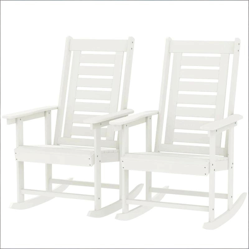 Ensemble de chaises berçantes d'extérieur, 2 pièces, Blanc