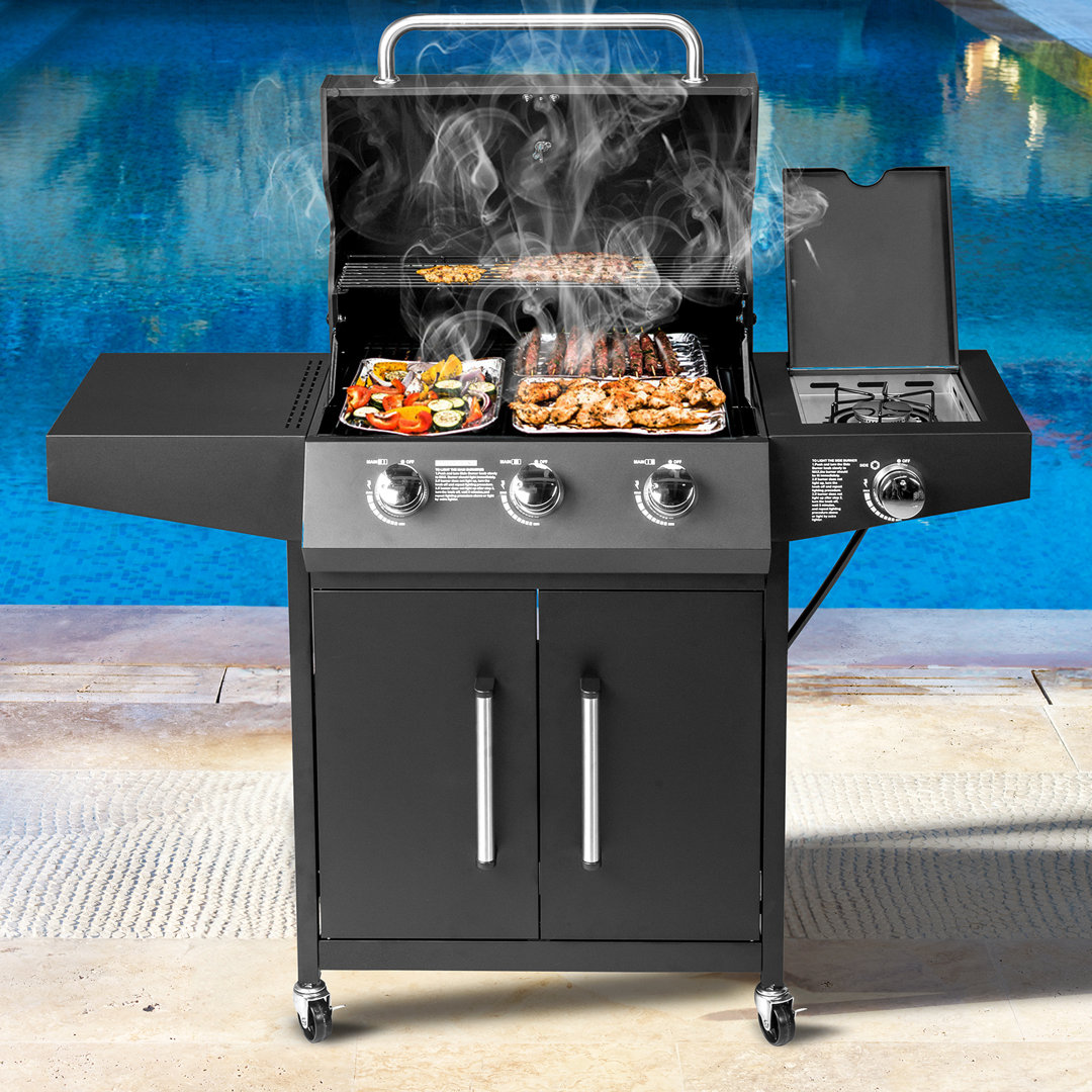 3 Burner Propane Gas Grill With Side Burner Winado