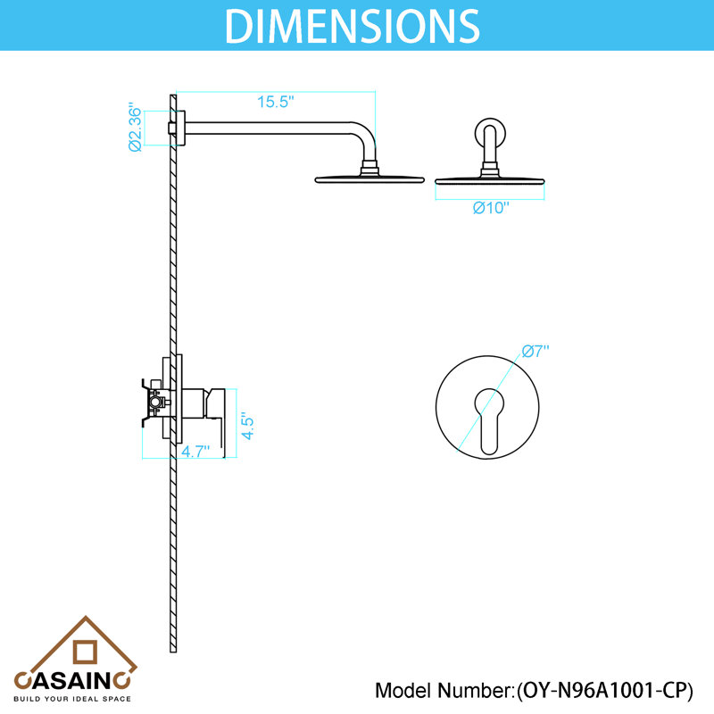 All-In-One Kit with Rough in-Valve, Chrome