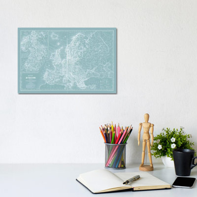 Map Of Europe On Aqua by Mitchell - Wrapped Canvas Gallery-Wrapped Canvas Giclée