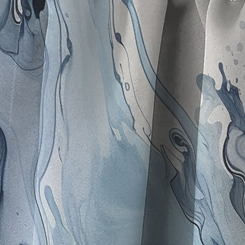 Elixir II bleu et gris - rideau abstrait occultant moderne - 1 panneau, L 52 po x L 90 po