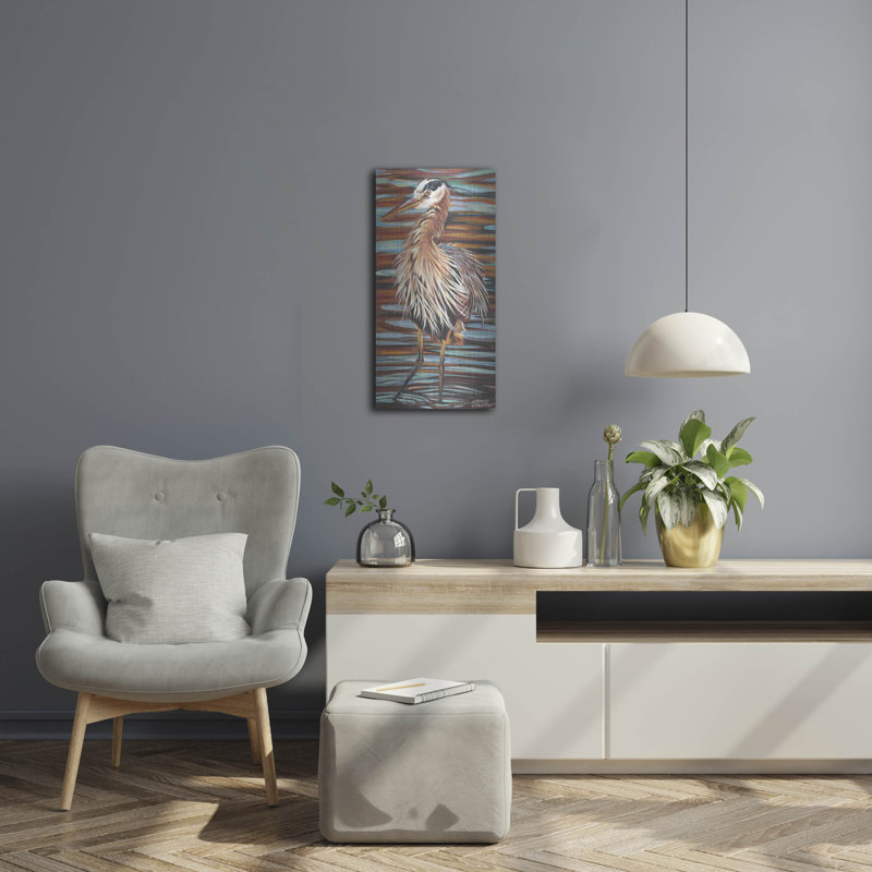«Watchful Heron II» par Carolee Vitaletti, H 24 po x l 12 po
