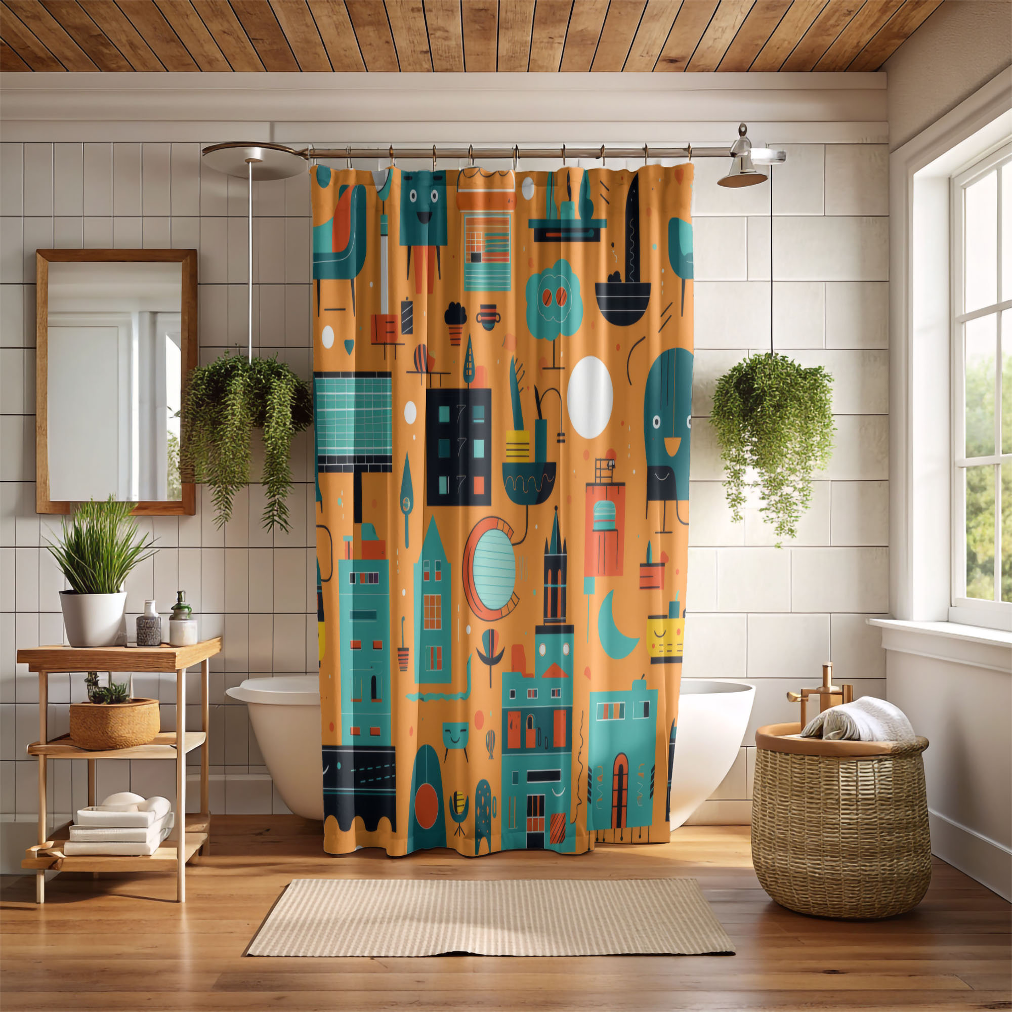 Latitude Run® Silly Town - Premium Shower Curtain | Wayfair