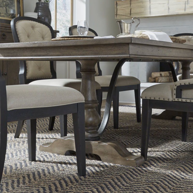 Aisja 7 Piece Trestle Table Set, 7 Pieces: Table, 6 Chairs