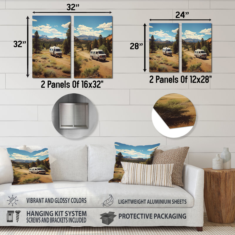 Explorers Haven Camping Travel Adventure I - Ensemble de 2 impressions murales en métal, H 28 po x l 24 po