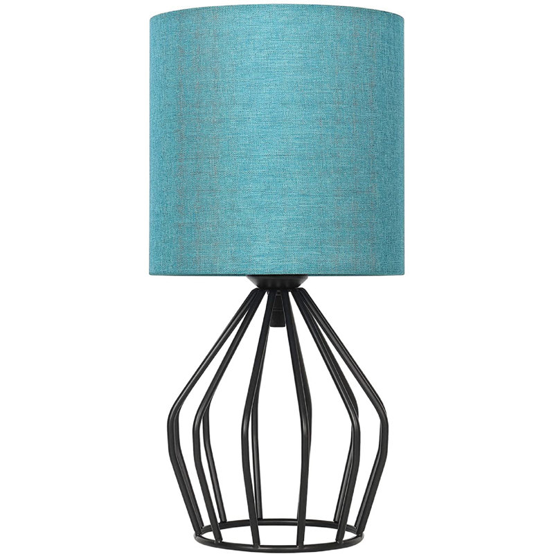 Metal Table Lamp, 14.6" H x 7.09" W  x 7.09" D, Black, Blue