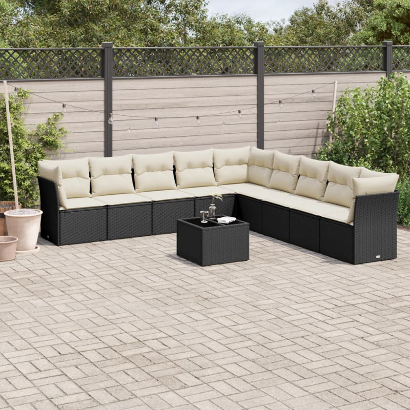 Garden Sofa Set PE Rattan Modular Garden Sofa Set, Black, N/A