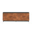 85 inch TV Stand Console for TVs up to 95 inches, No Assembly Required, Black with Bourbon Finish