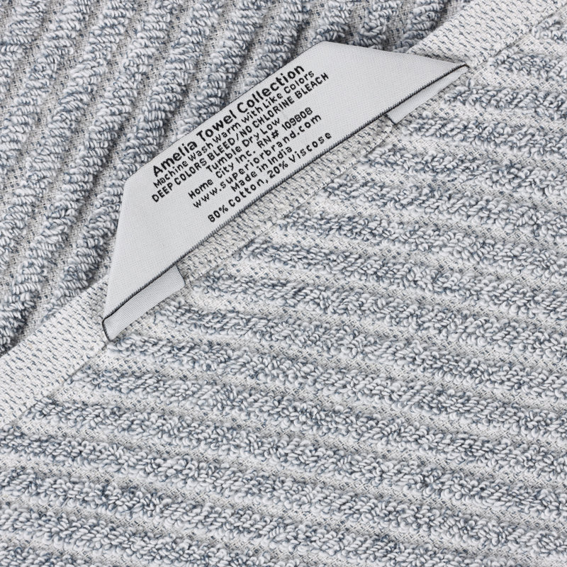 Denim Blue Cotton Blend 6 Piece Hand Towels Set