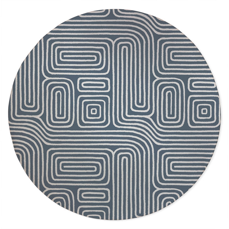 Timeless Walk Non-Slip Outdoor Rug, Round 5'