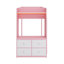 Lit superposé avec 4 tiroirs de rangement, bande lumineuse, rail de suspension, tablettes intégrées et panneaux perforés doubles-1056897016