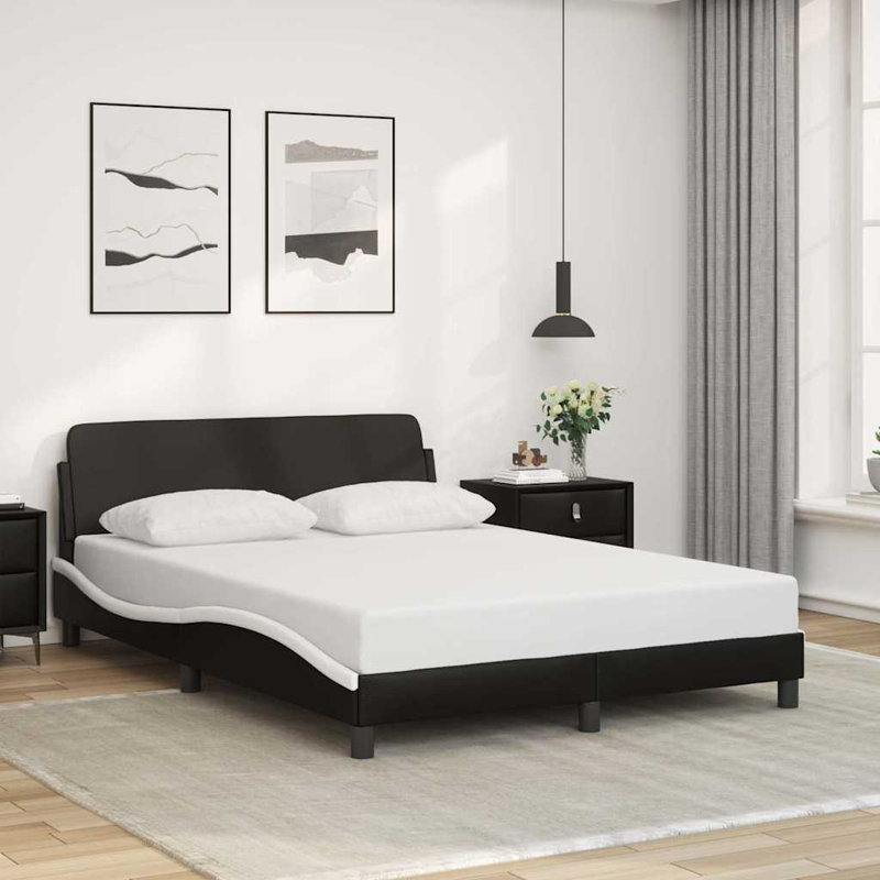 Base de lit vidaXL Dover noir et blanc 137 x 190 cm, Double, Noir et blanc