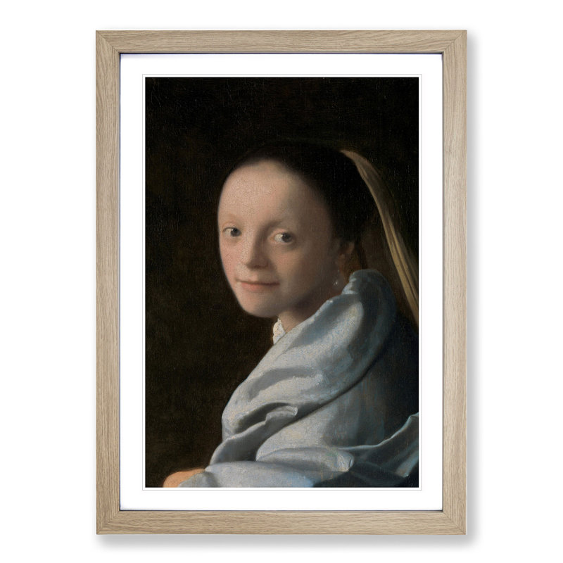 Study of a Young Woman by Johannes Vermeer - Framed Print, Oak Framed, 65cm H x 48cm W x 2cm D