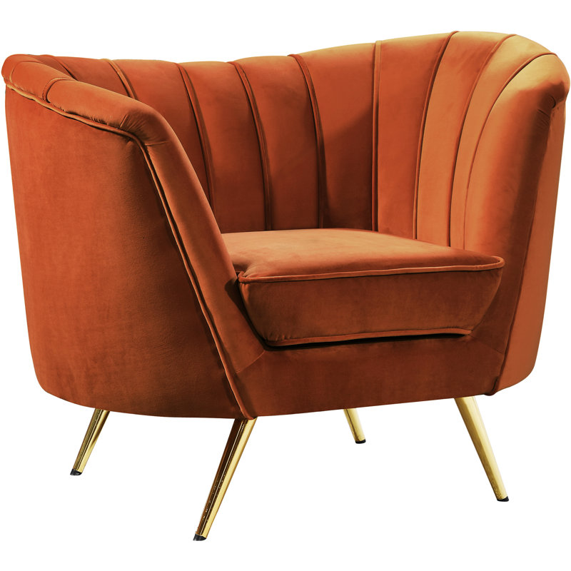 Margo 43" Wide Tufted Velvet Barrel Chair, Cognac Velvet